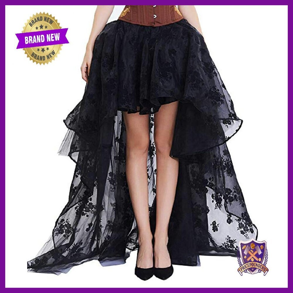 Long Maxi Skirt Lace Trim Renaissance Gothic Steampunk Party